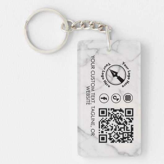 Marmer Custom Logo QR Social Marketing Notaris Sleutelhanger (Voorkant)