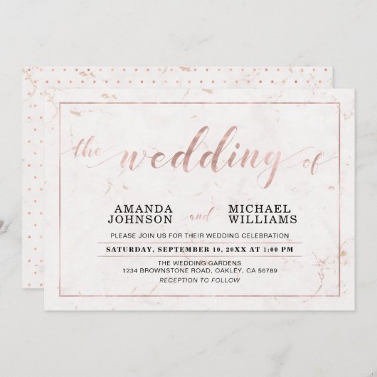 Marmer | Eenvoudige moderne typografie-weddenschap Kaart (Voorkant / Achterkant)