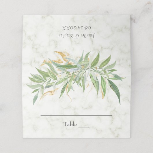 Marmer en Eucalyptus Greenery Wedding Table (Buitenkant ongevouwen)