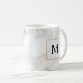 Marmer en Faux Folie Border Monogram Initiaal Mok (Voorkant rechts)