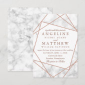 Marmer en Faux Roos Gold Geometric Wedding Invite Kaart (Voorkant / Achterkant)