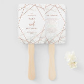 Marmer en Faux Roos Gouden Geometrische Bruiloft Handwaaier (Voorkant en achterkant)