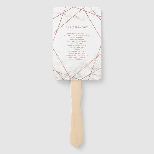 Marmer en Faux Roos Gouden Geometrische Bruiloft Handwaaier (Achterkant)