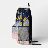 Marmer en glitter girly monogram bedrukte rugzak (Rechts)