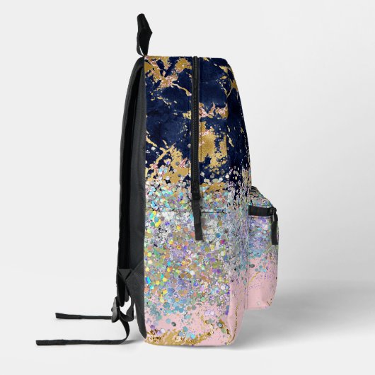 Marmer en glitter girly monogram bedrukte rugzak (Links)