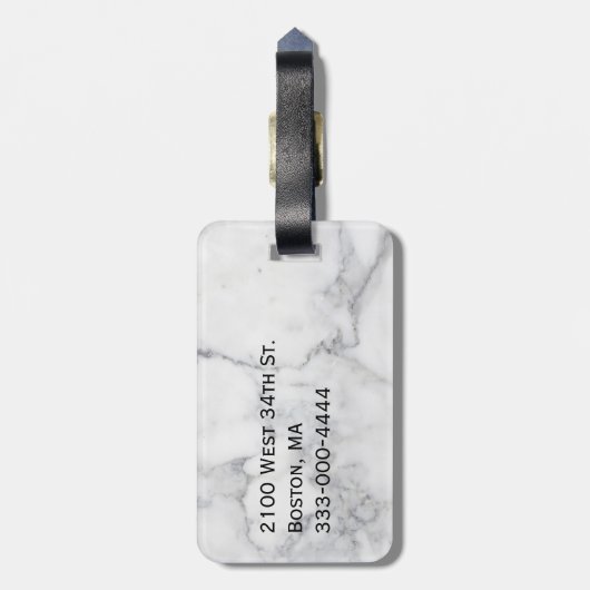 Marmer en Glitter Kijk Monogramed Bagagelabel (Achterkant verticaal)