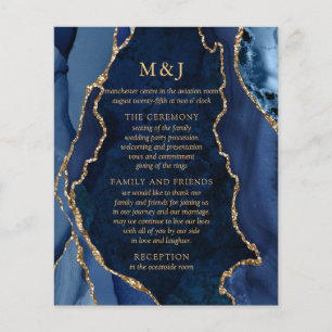 Marmer- en Gold Agate Wedding-programma voor de ma