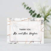 Marmer en goud elegante bruiloft dank u bedankkaart (Staand voorkant)