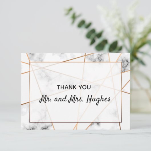 Marmer en goud elegante bruiloft dank u bedankkaart (Staand voorkant)