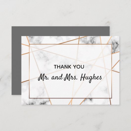 Marmer en goud elegante bruiloft dank u bedankkaart (Voorkant / Achterkant)