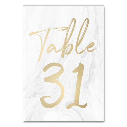 Marmer en goud script | Tabelnummer Kaart 31 (Voorkant)