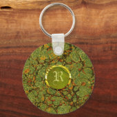 Marmer- en gouden Initiaal Sleutelhanger (Voorkant)