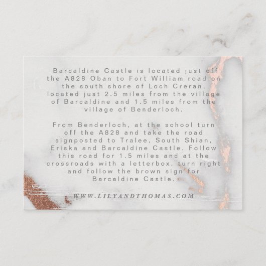 MARMER EN ROOS GOUDEN BRUILOFT RICHTING KAART (Achterkant)