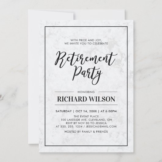 Marmer en zwart Lijst | Moderne Pensioenpartij Kaart (Voorkant)