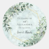 Marmer Eucalyptus Greenery Geometric Wedding Ronde Sticker (Voorkant)