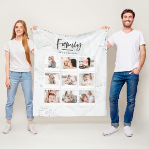 Marmer familie multi-foto foto afdruk fleece deken