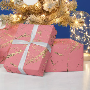 Marmer faux goudvee roos zalm elegant chic cadeaupapier