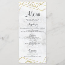 Marmer Geometrisch Elegant Bruiloft Menu Kaart