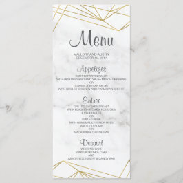 Marmer Geometrisch Elegant Bruiloft Menu Kaart