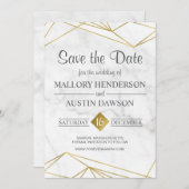 Marmer Geometrische Bruiloft Bewaar de Datum Kaart (Voorkant / Achterkant)