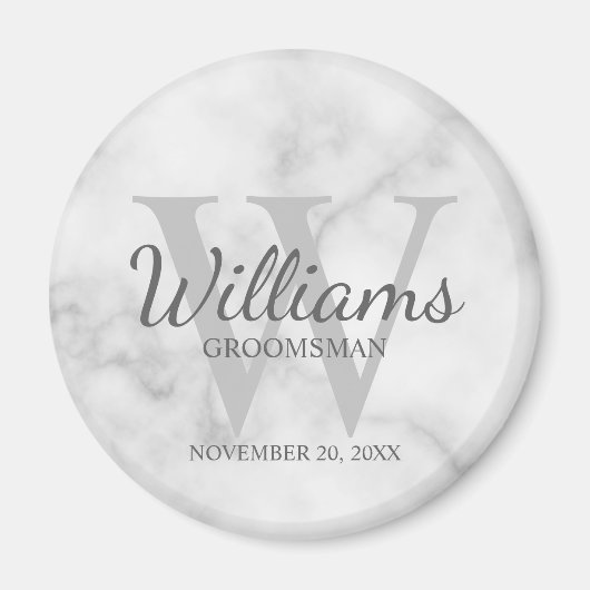 Marmer Gepersonaliseerd Script Groomsmen Magneet (Voorkant)