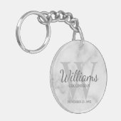 Marmer Gepersonaliseerd Script Groomsmen Sleutelhanger (Voorkant Links)
