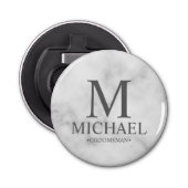 Marmer Gepersonaliseerde Groomsman Naam en Monogra Button Flesopener (Voorkant)