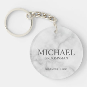 Marmer Gepersonaliseerde Groomsman's Naam en Monog Sleutelhanger