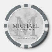 Marmer Gepersonaliseerde Groomsmen's name&monogram Poker Chips (Voorkant)