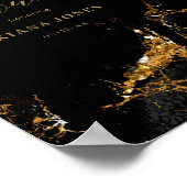 Marmer Glitter Bruidsdouche Zwart Goud ID644 Poster (Hoek)