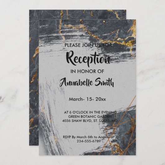 Marmer Glitter Geometric Reception Kaart (Voorkant / Achterkant)