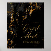 Marmer Glitter Wedding Guests Black Gold ID644 Poster (Voorkant)