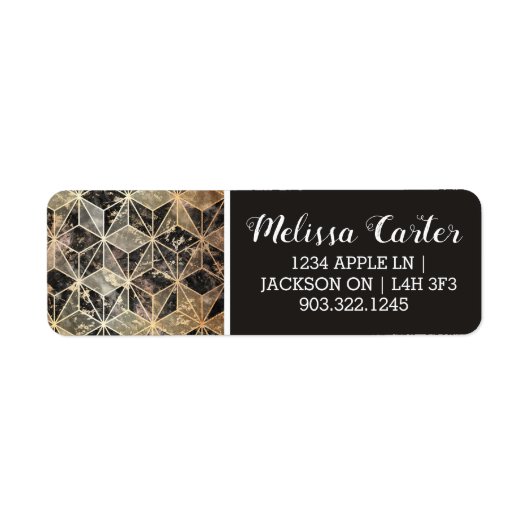 Marmer & Gold Geometric Pattern Etiket (Voorkant)