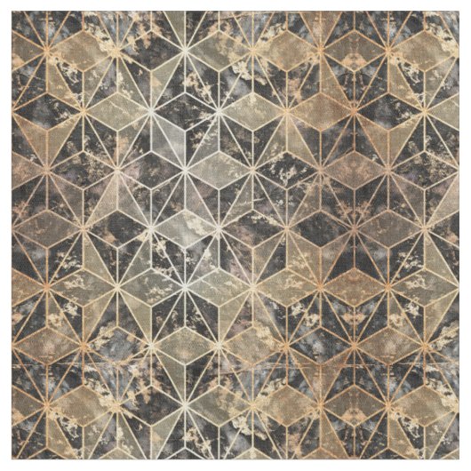 Marmer & Gold Geometric Pattern Stof (Close Up)