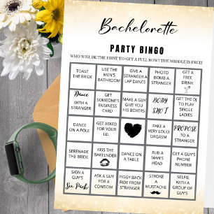 Marmer Goud Bachelorette Bingo Party Spel Kaart