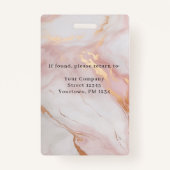 Marmer Goud Blush Roze Werknemer Foto ID Badge (Achterkant)