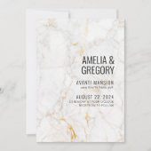 Marmer Goud en Zwart Bruiloft Uitnodiging (Voorkant)