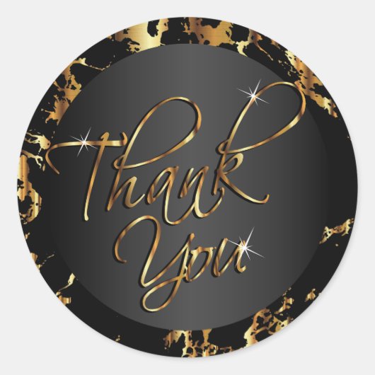 Marmer Goud en Zwart - Dank U Ronde Sticker (Voorkant)