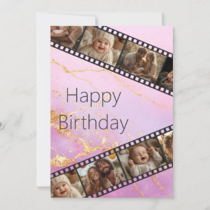 Marmer & Goud Film Strip Foto Happy Birthday Kaart