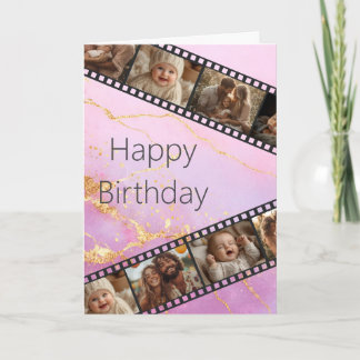 Marmer & Goud Film Strip Foto Happy Birthday Kaart