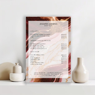 Marmer Goud Rood Salon Prijslijst Poster