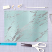 Marmer Gray Aqua Blue Metallic Silver Tissuepapier (Craft)