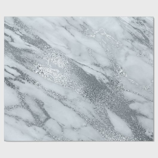 Marmer Gray Blue Pastel Stone Abstract Metallic Cadeaupapier (Vlak)