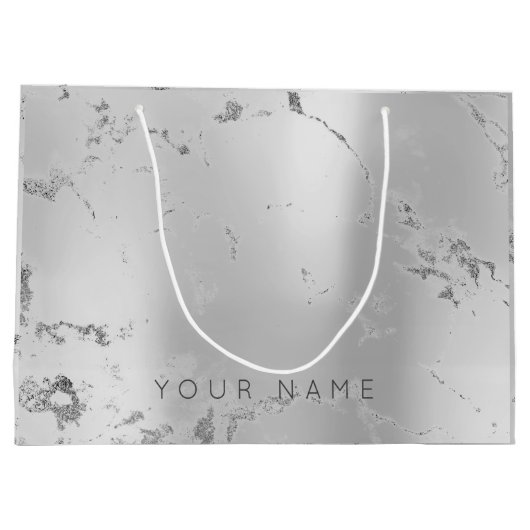 Marmer Grey Metallic Steel Lux Abstract Silver Large Cadeautasje (Achterkant)