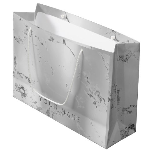 Marmer Grey Metallic Steel Lux Abstract Silver Large Cadeautasje (Voorkant Gekanteld)