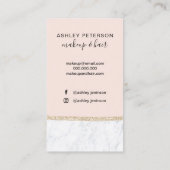 Marmer licht goud glitter monogram zwart visitekaartje (Achterkant)