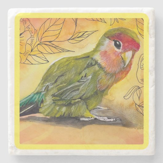 Marmer Lovebird Onderzetter (Voorkant)
