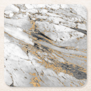 Marmer met Gold Slab Modern Vierkante Kartonnen Onderzetter