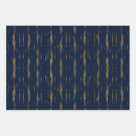 Marmer Metallic Gold Pinstripes tegen Navy Blue Inpakpapier Vel