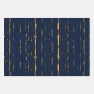 Marmer Metallic Gold Pinstripes tegen Navy Blue Inpakpapier Vel